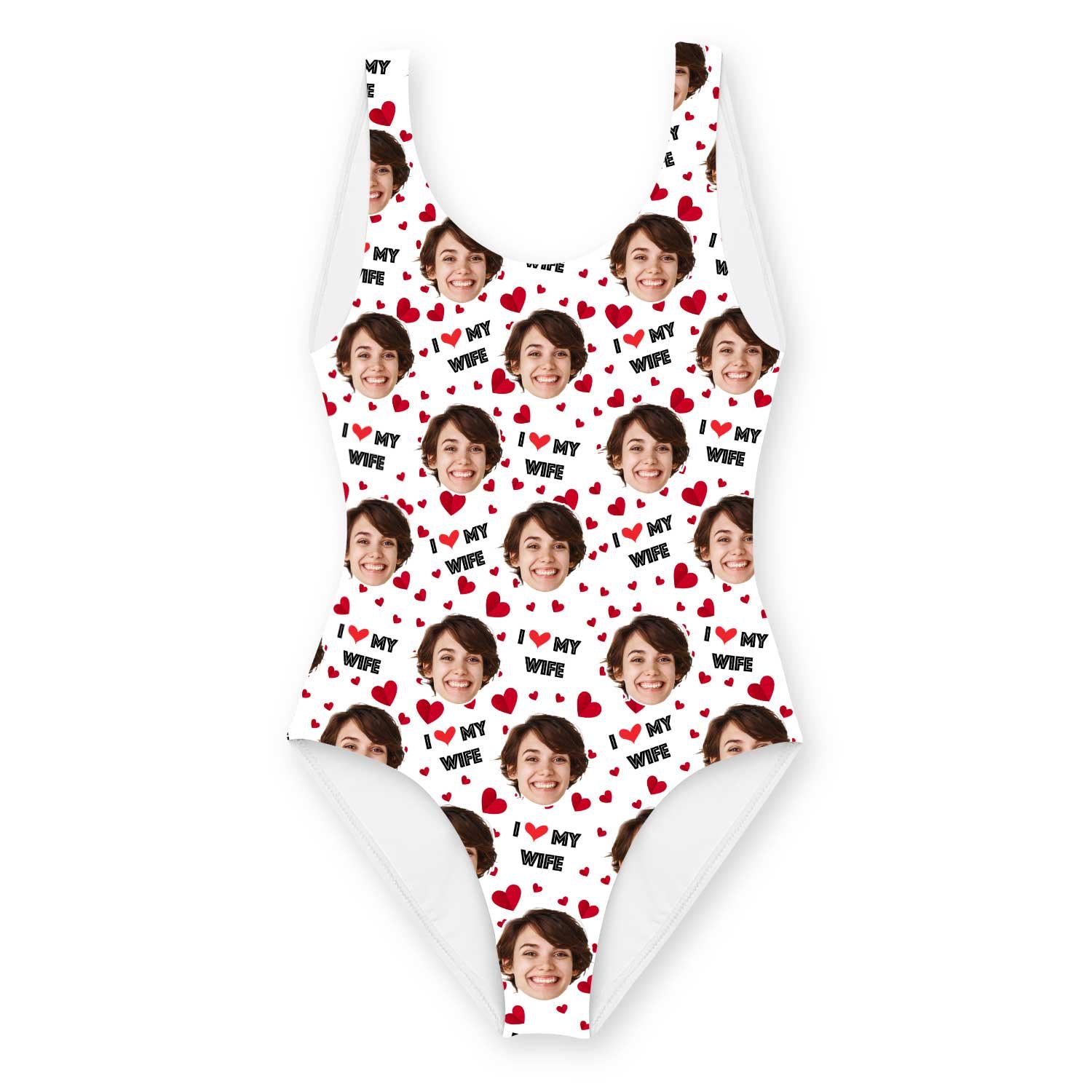 I Love My Wife Swimsuit Personalised With Face