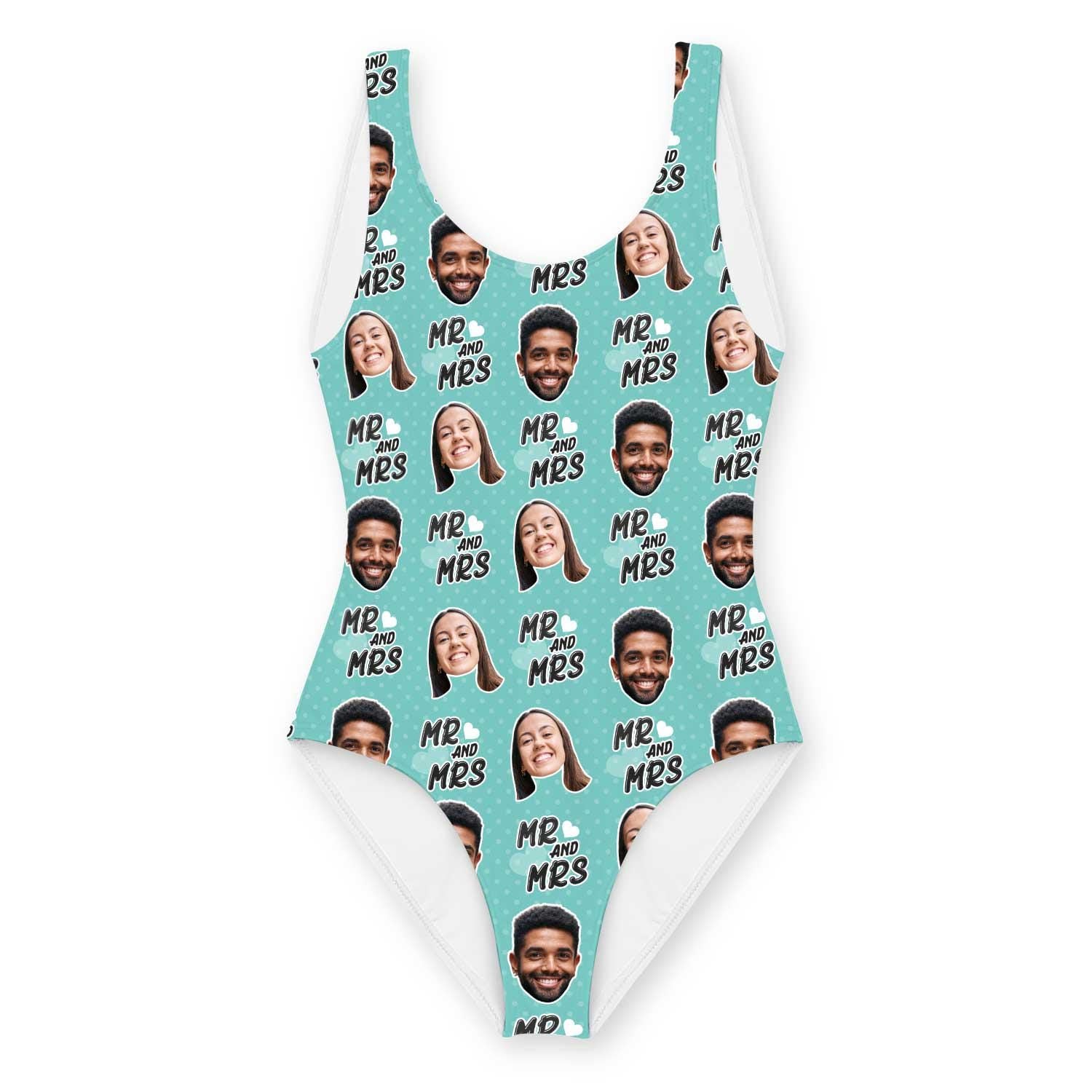 Mr & Mrs Swimsuit Personalised With Faces