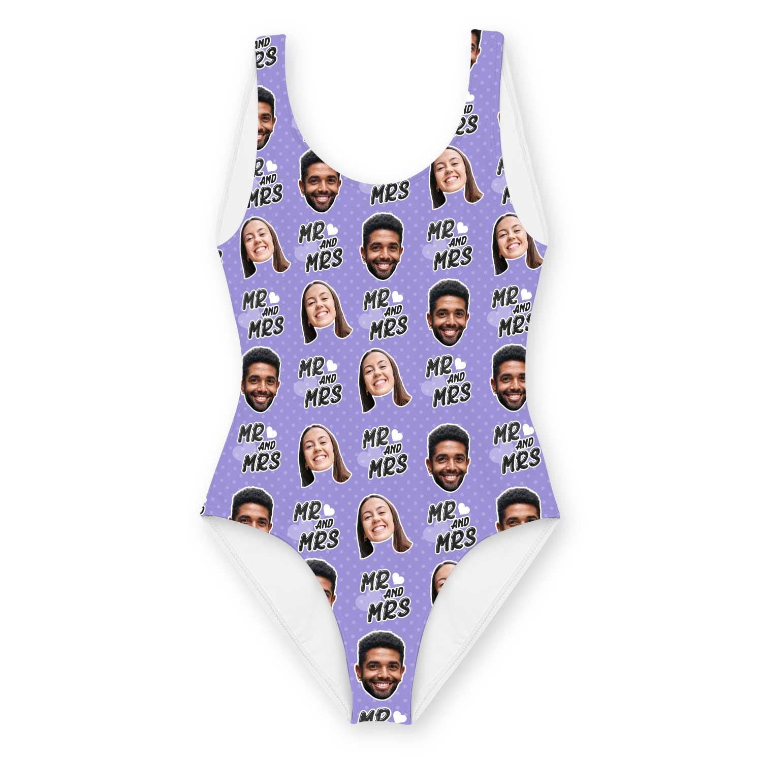 Mr & Mrs Swimsuit Personalised With Faces