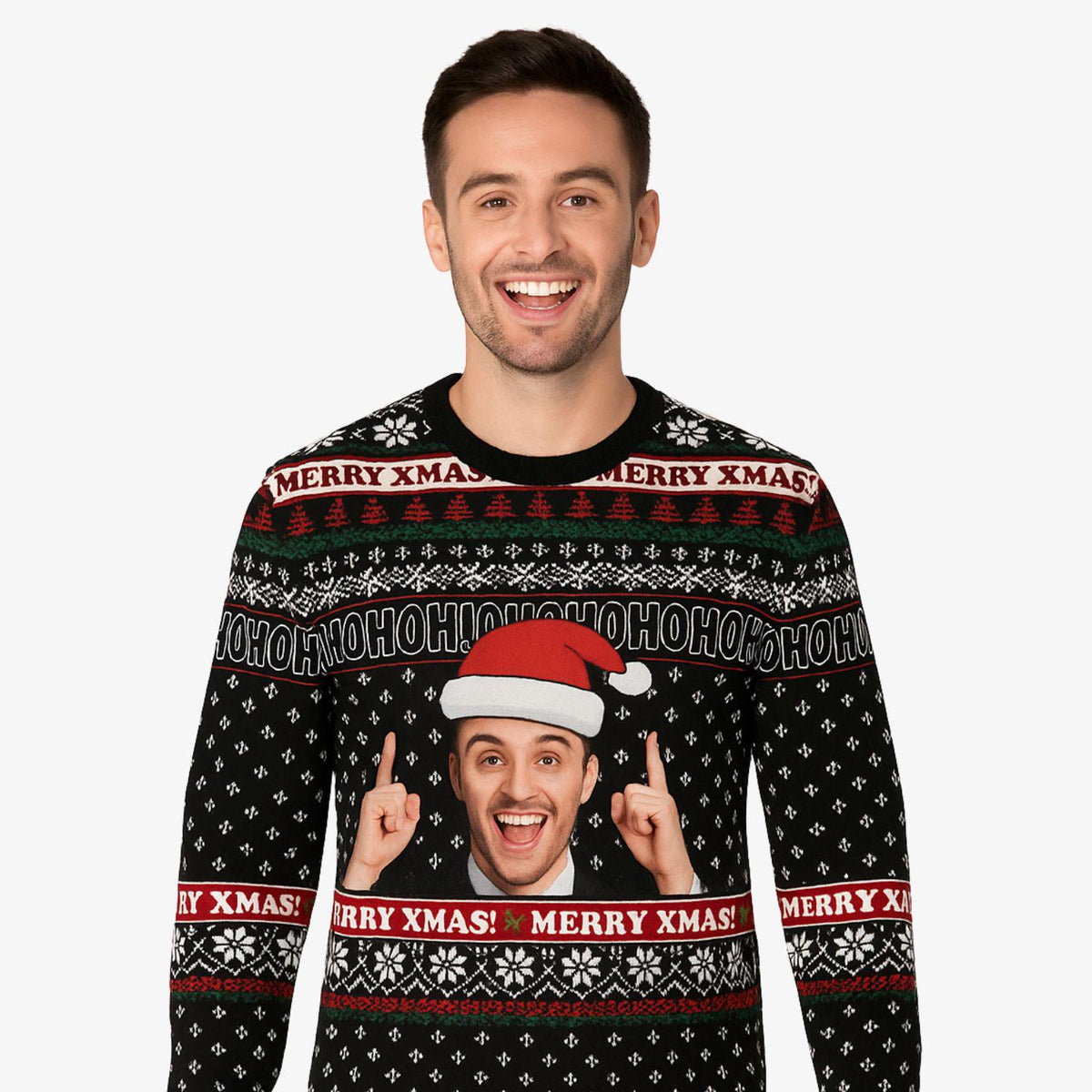 Merry Xmas HO HO HO Photo Personalised Christmas Sweatshirt