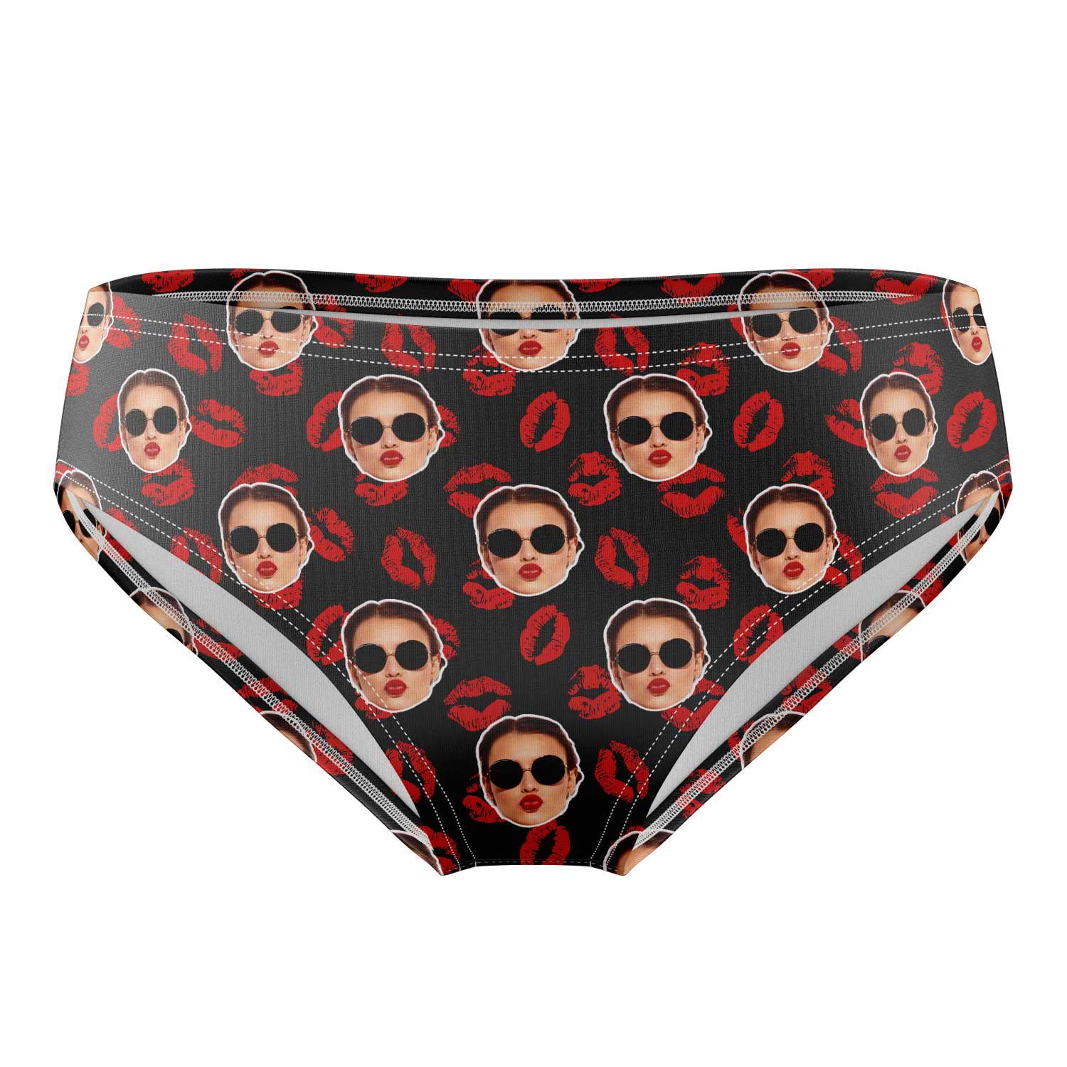 Kiss Lips Face Pattern Swim Trunks