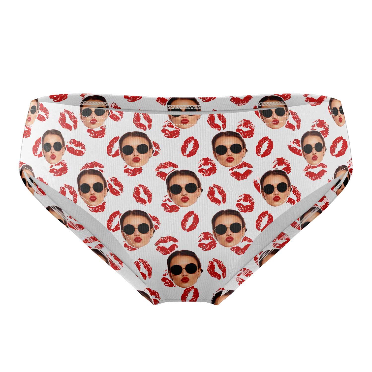 Kiss Lips Face Pattern Swim Trunks