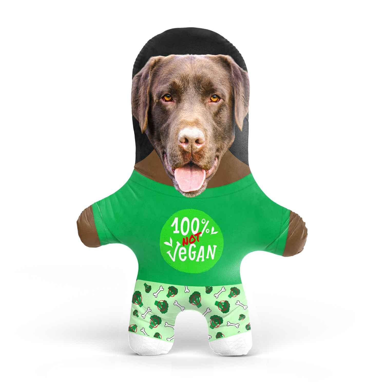 100% Not Vegan Personalised Dog Toy | Custom Photo Dog Toy | Funny Squeaky Dog Toy