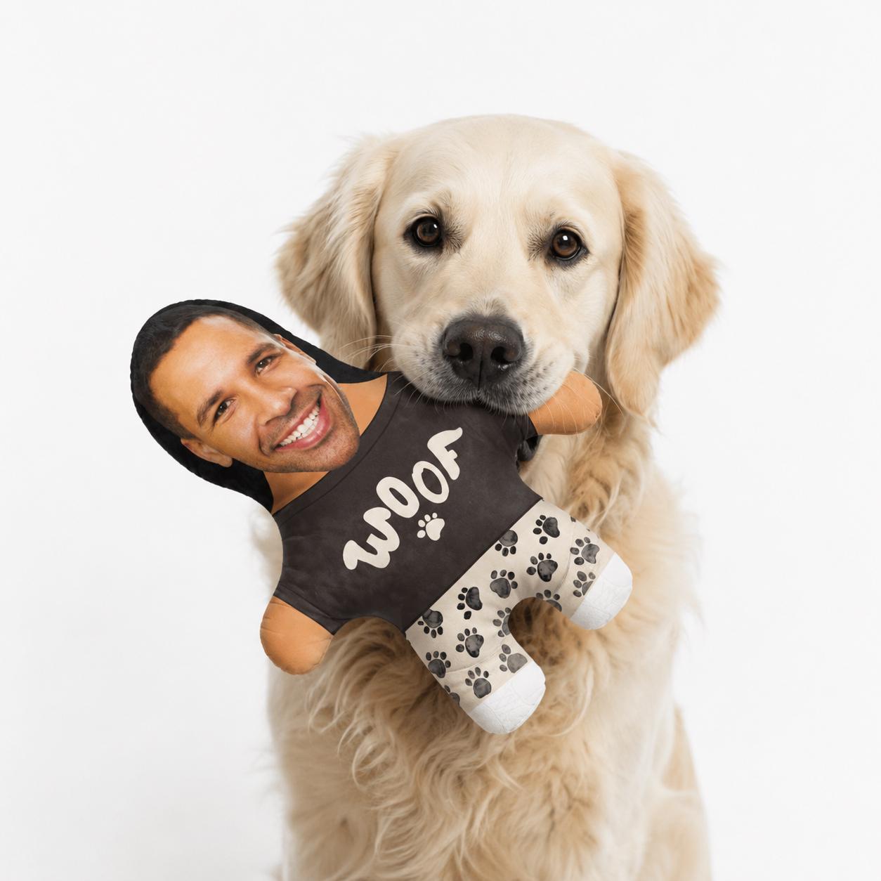 Woof Personalised Dog Toy | Custom Photo Dog Toy | Funny Squeaky Dog Toy