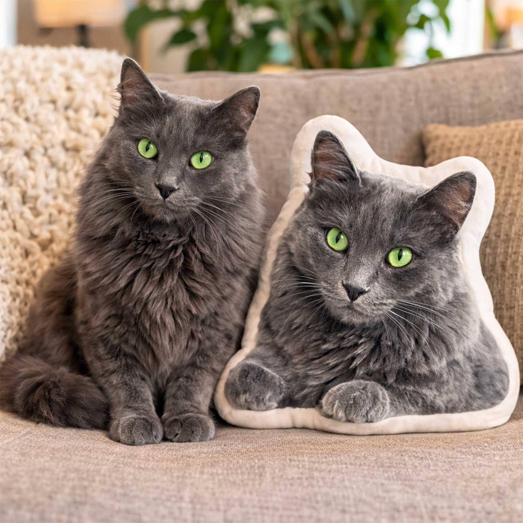 Cat Photo Face Pillow | Personalised Cat Pillow | Custom Pet Shaped Cushion