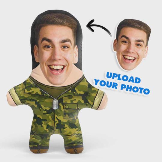 Soldier Face Pillow Personalised Teddy Bear