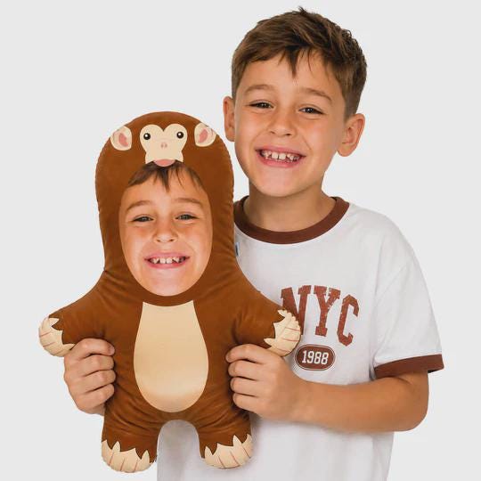 Personalised Monkey Teddy Bear | Custom Monkey Photo Pillow | Monkey Lover Gift