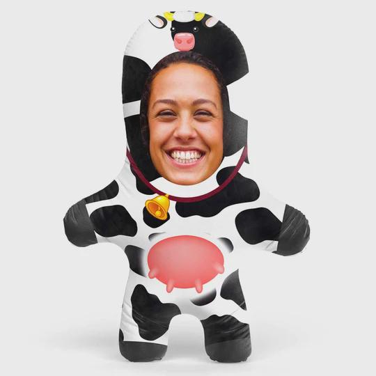 Personalised Cow Teddy Bear | Custom Cow Photo Pillow | Cow Lover Gift