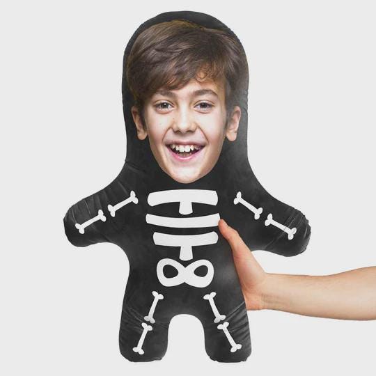 Personalised Halloween Teddy Bear | Custom Spooky Photo Pillow | Witch Zombie Skeleton Gift
