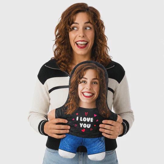 Personalised I Love You Female Face Pillow | Custom Photo Cushion | Girlfriend Gift