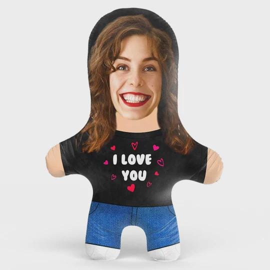 Personalised I Love You Female Face Pillow | Custom Photo Cushion | Girlfriend Gift