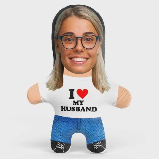 Personalised I Heart My Husband Face Pillow | Custom Photo Cushion | Husband Gift