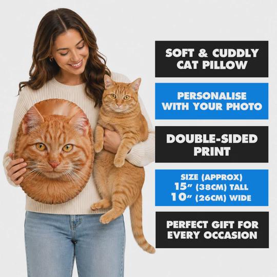 Custom Cat Pillow | Personalised Cat Photo Cushion | Cat Lover Gift