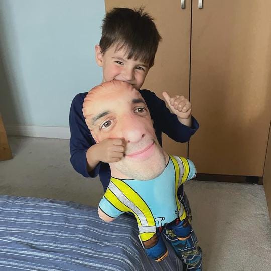 Builder Face Pillow Personalised Teddy Bear