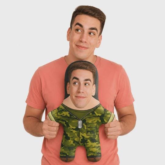 Soldier Face Pillow Personalised Teddy Bear