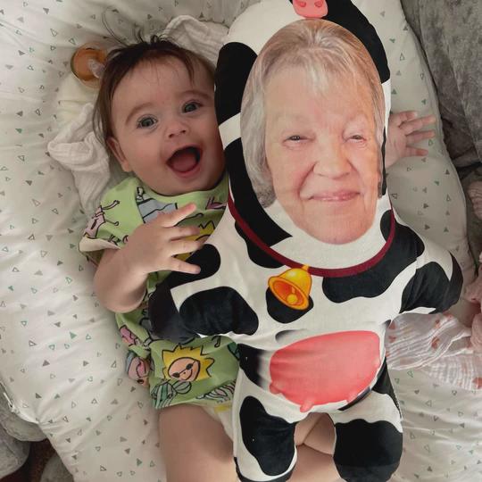 Personalised Cow Teddy Bear | Custom Cow Photo Pillow | Cow Lover Gift