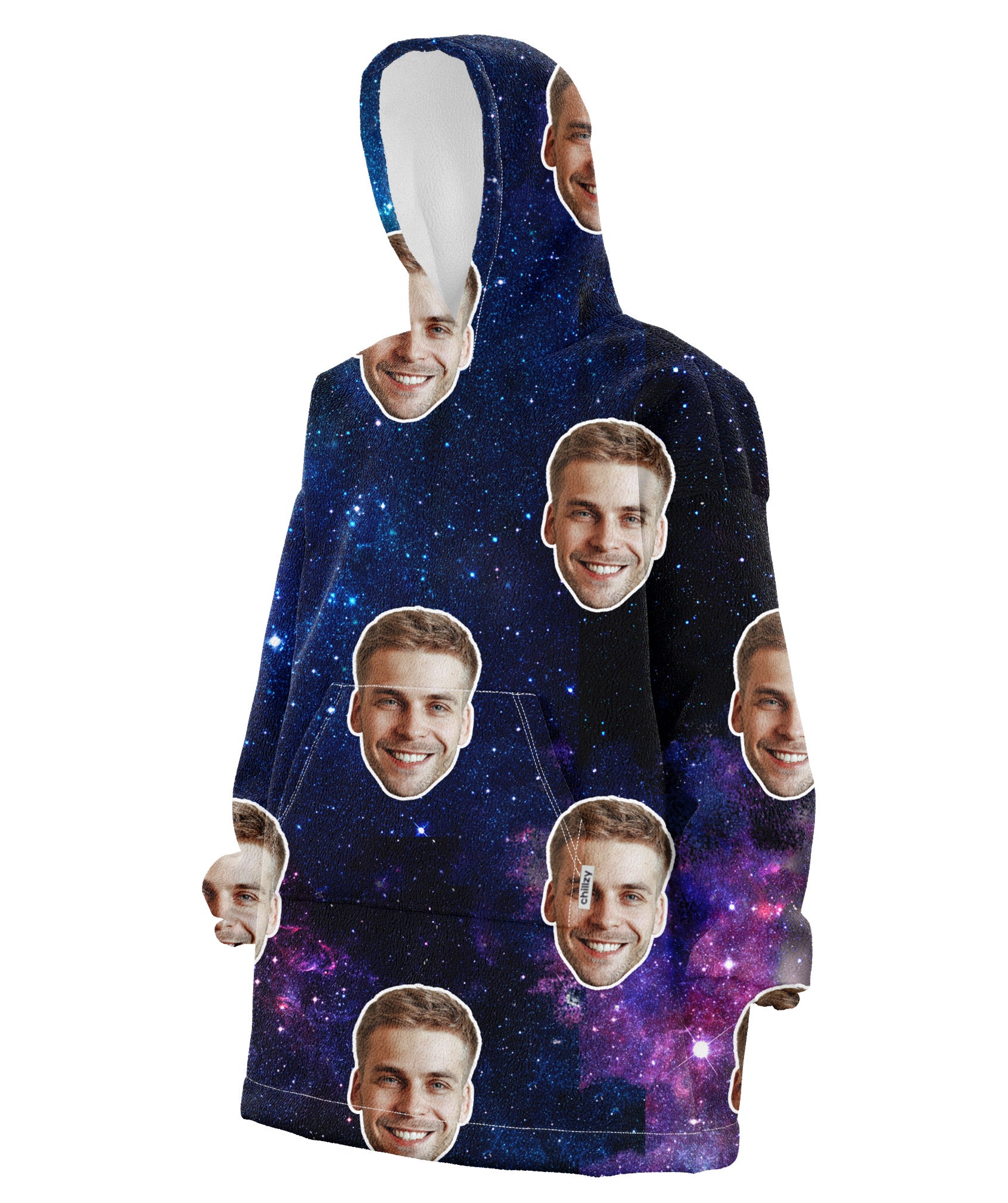 Space Galaxy Face Chillzy Hoodie Blanket